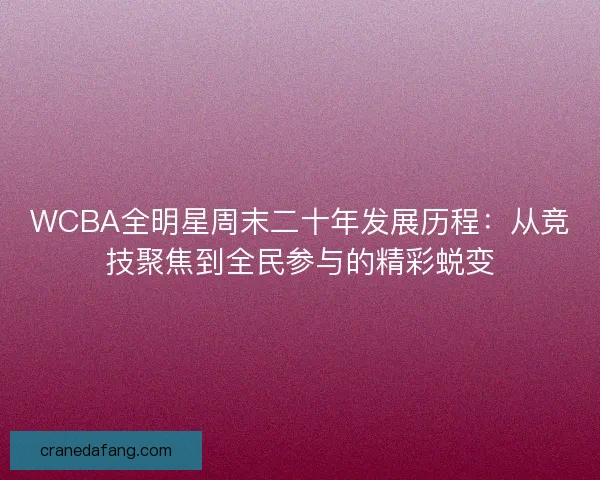 WCBA全明星周末二十年发展历程：从竞技聚焦到全民参与的精彩蜕变