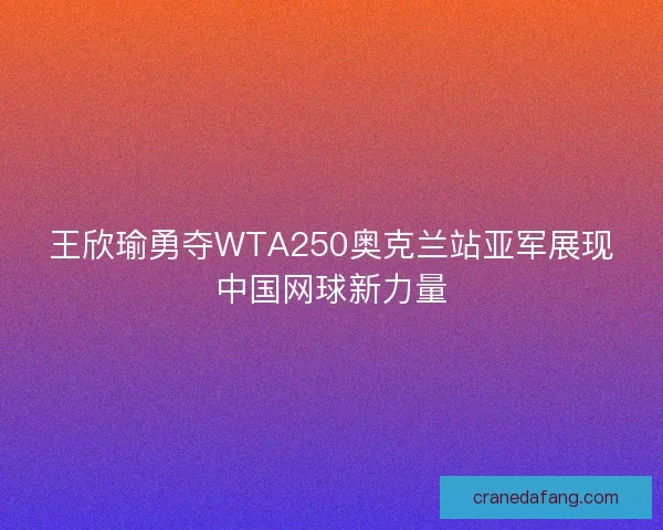 王欣瑜勇夺WTA250奥克兰站亚军展现中国网球新力量 王欣瑜勇夺WTA250奥克兰站亚军展现中国网球新力量