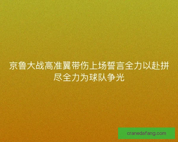 京鲁大战高准翼带伤上场誓言全力以赴拼尽全力为球队争光