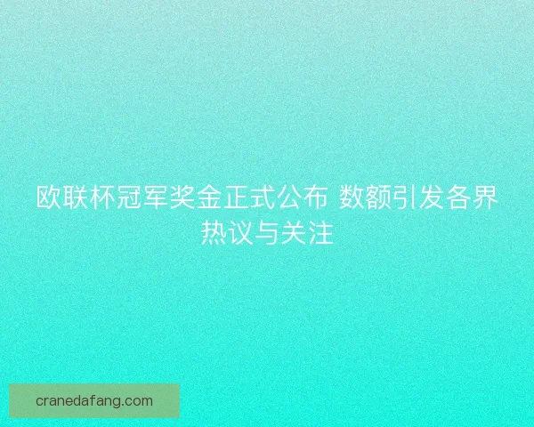 欧联杯冠军奖金正式公布 数额引发各界热议与关注